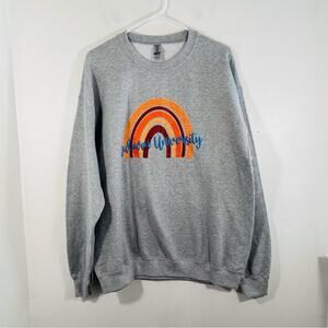 Auburn University Gray Orange Rainbow Crewneck Pullover Sweatshirt Large